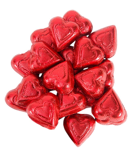 Milk Chocolate Red Foil Hearts